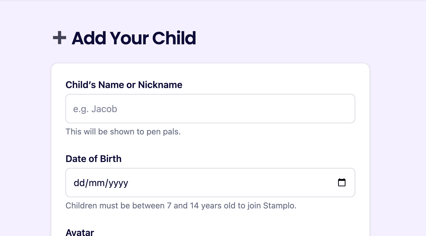 Child avatar selection